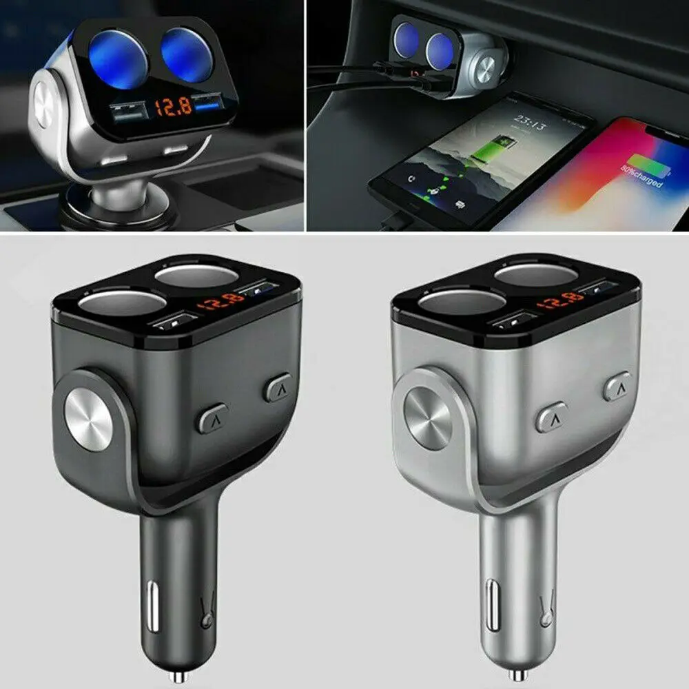 DC12-24V Car LCD Cigarette Lighter Socket Splitter Dual USB Port Power Adapter QC3.0 Fast Charger With LED Indicator | Автомобили и