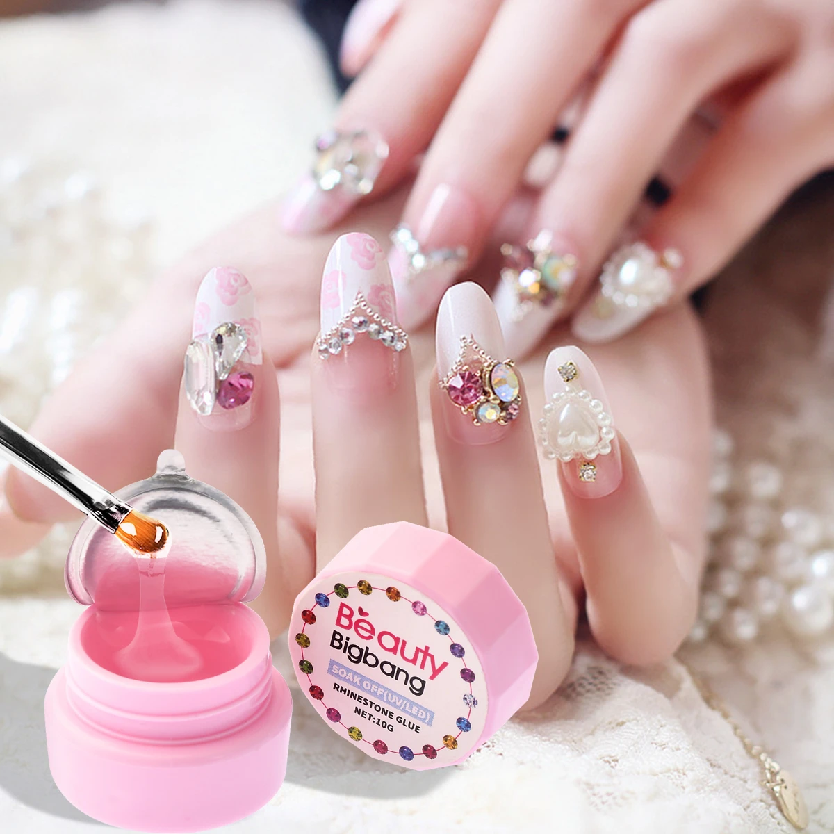 Суперлипкий клей Beautybigbang10g гель для ногтей УФ-гель стразы дизайна металлические