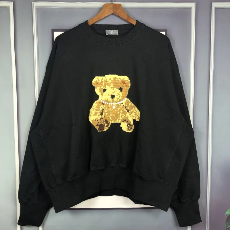 

Новинка 2021, мужские Роскошные теплые толстовки Welldone с изображением медведя, толстовки с капюшоном, толстовки из бархата и хлопка, утепленна...