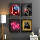 Настенная живопись в стиле ретро, неоновый воздушный шар, собака, улица, граффити, создание, холст, постер, принты, картины для Нордического стиля, украшение для дома