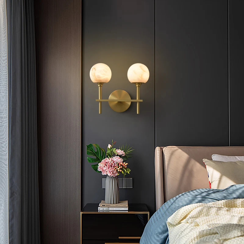 Современная прикроватная лампа из меди для отеля виллы гостиной фона настенная