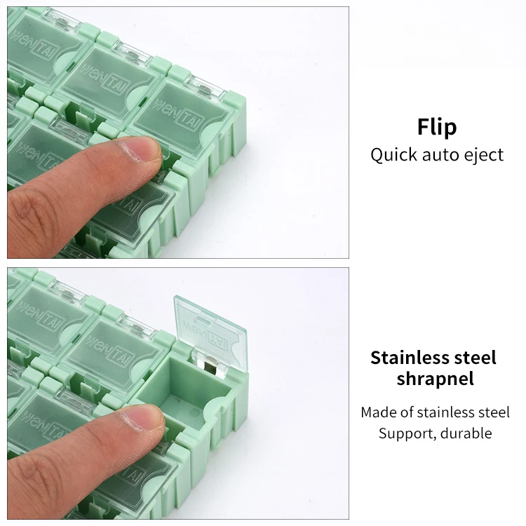 

50Pcs SMT Electronic Component Container Storage Boxes Components Box Self-Locking Buckle Boxes Mini Case Tool Organizers