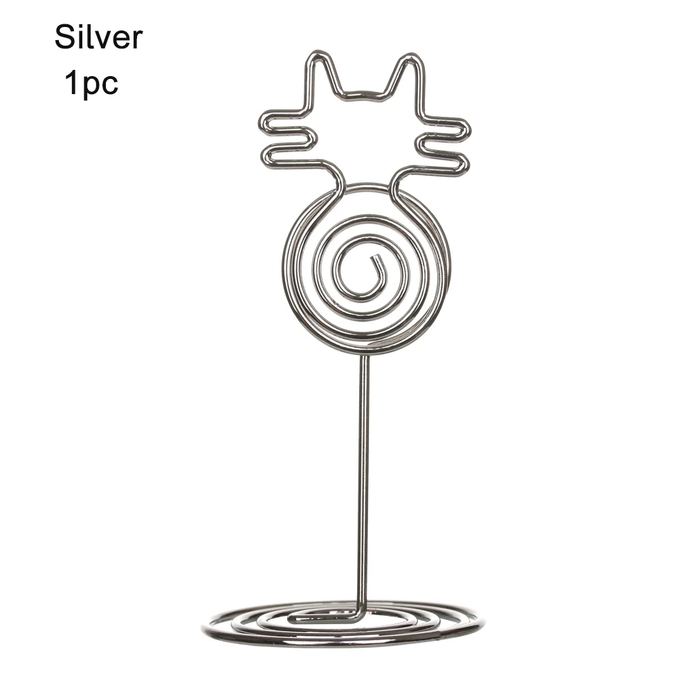 silver 1 шт. в форме головы кота место карты Зажимы стенд прохлады фото зажимы Свадебная вечеринка настольный декор держатель номера стола вечерние принадлежности - Цвет: silver