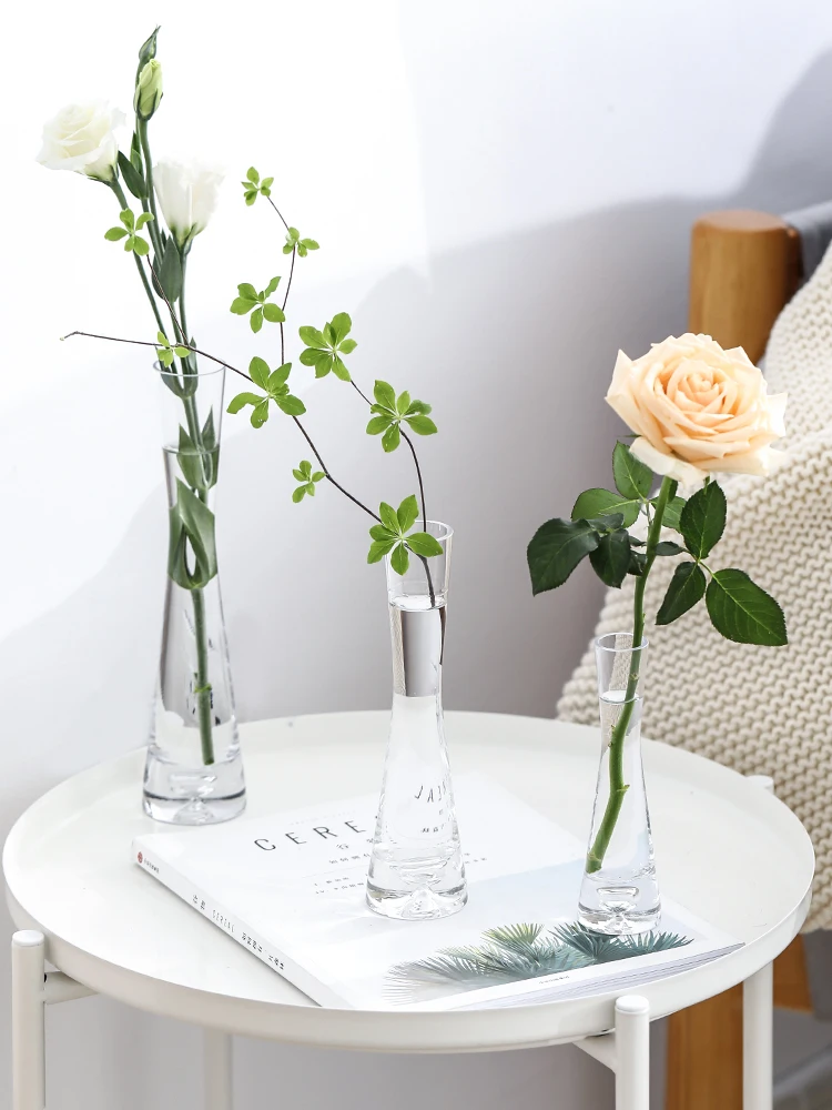 Скандинавская стеклянная ваза простой корсет с тонкой талией прозрачная