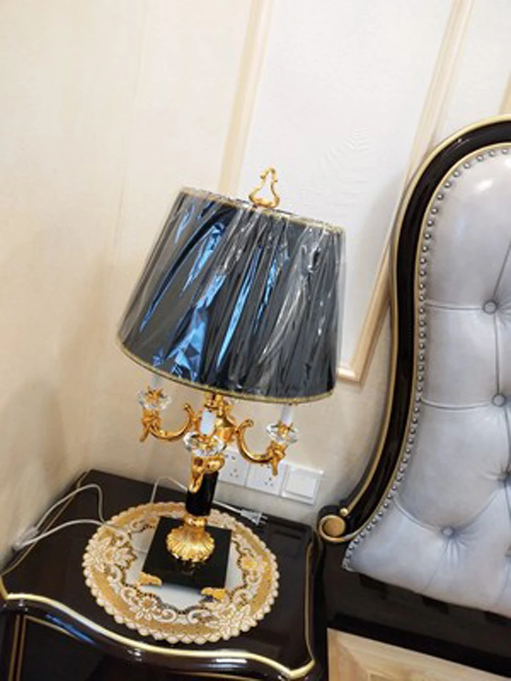 European style living room table lamp black white bedside lights height 78cm