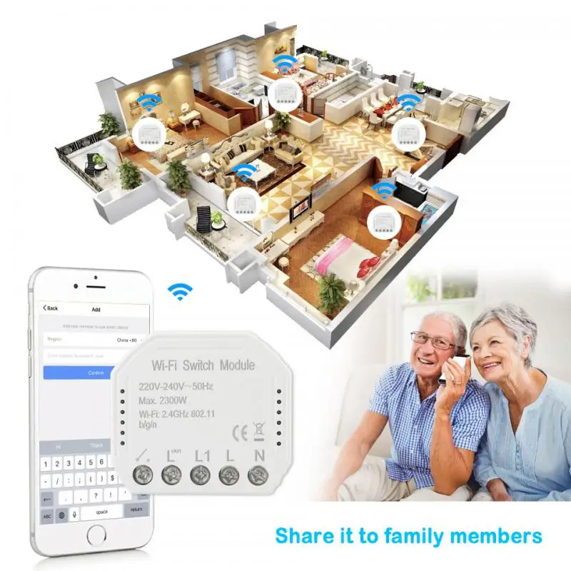 Home DIY Smart WiFi Light LED Dimmer Switch Automation Module Smart Life/Tuya APP Remote Control Works with Alexa Echo Google