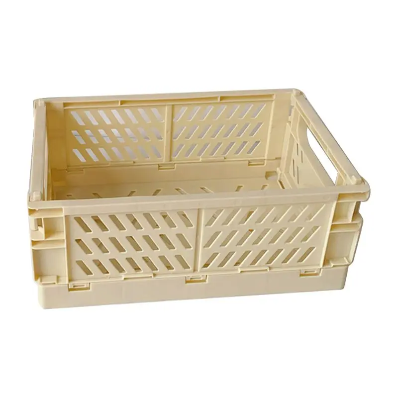 

Collapsible Crate Plastic Folding Storage Box Basket Utility Cosmetic Container Desktop Holder Home Use