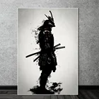 Черно-белые японские бронированные аниме постеры и принты самурайского самурая картина маслом на холсте картины на стену искусство для украшения дома