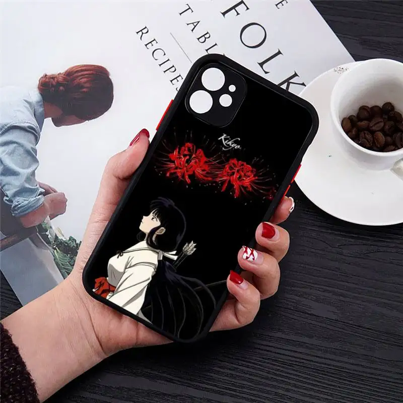 

Anime Inuyasha Sesshoumaru Higurashi Kagome Phone Case Transparent Matte for iPhone 7 8 11 12 s mini pro X XS XR MAX Plus cover