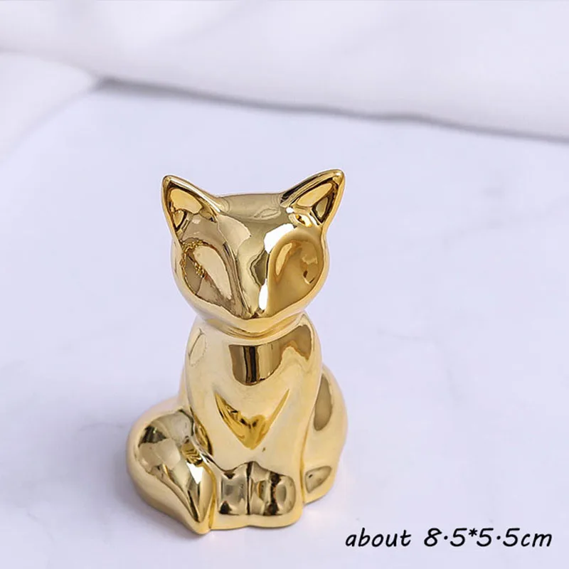 gold fox Керамические милые статуэтки кролика белого и золотого цвета, фарфоровые статуэтки для украшения дома, подарок, современная статуя, ювелирная стойка, мебель DHYN01 - Цвет: gold fox