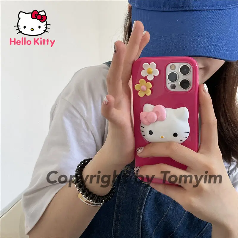 

Hello Kitty Cute Cartoon Three-dimensional Phone Case for iPhone13 13Pro 13Promax 12 12Pro Max 11 Pro X XS MAX XR 7 8 Plus Cover