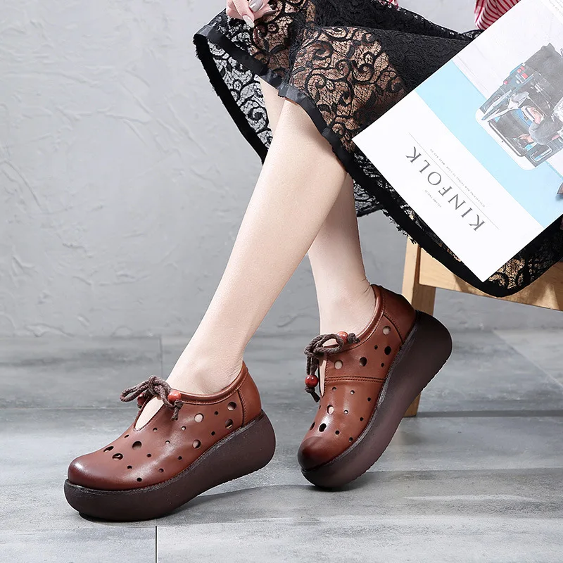 Сандалии женские из мягкой натуральной кожи босоножки на платформе и высоком