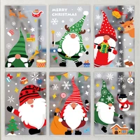 christmas window glass electrostatic sticker santa claus decoration sticker 2022 new year decoration