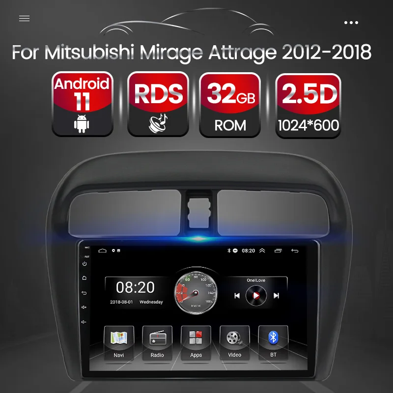 

Автомобильный радиоплеер для Mitsubishi Mirage Attrage 2012 2013 2014 2015-2018 Android 11 Автомобильный Gps стерео мультимедийный навигатор Carplay