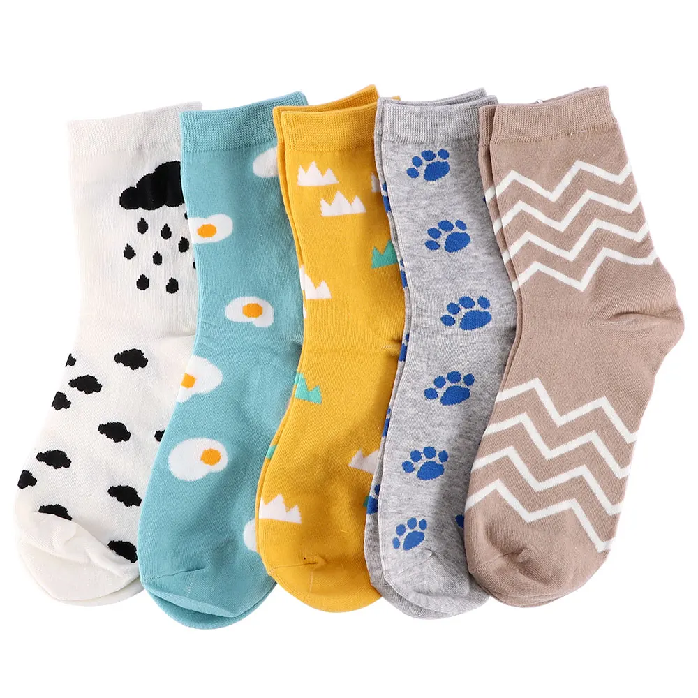 5 видов цветов Модные женские носки Сезон осень зима Теплые в полоску|Носки| |