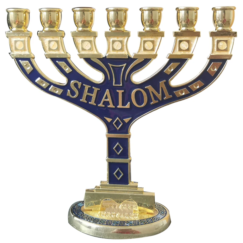 

Jewish Menorahs Israel Candelabra Christian Judaism 7-head Candlestick Retro Nostalgic Home Decor Gold Lamp Holder Hanukkah
