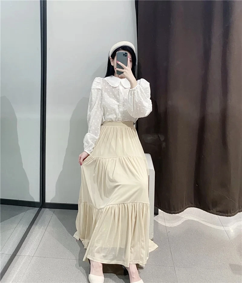 Юбка-миди Женская длинная в винтажном стиле с каскадной сеткой | одежда