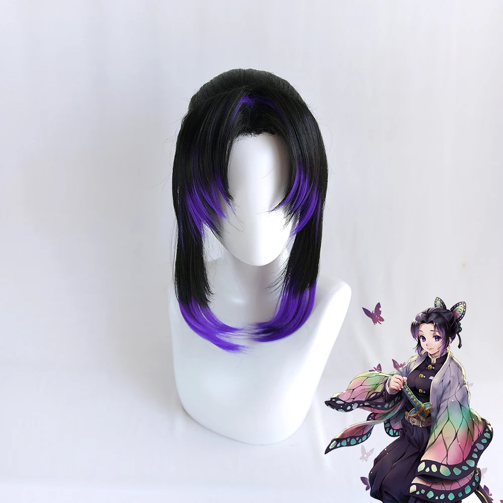 Demon Slayer Kimetsu No Yaiba Shinobu Kocho косплей парик черные фиолетовые волосы|Аксессуары для