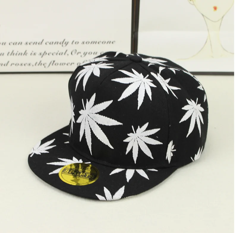Новая мода вышивка лист белая кепка сорняки Snapback Головные уборы для мужчин и женщин хлопок хип-хоп облегающая Бейсболка подарок на день рождения