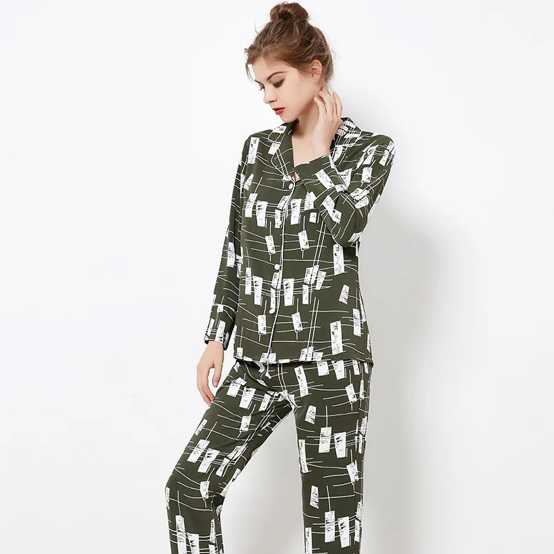 

Spring Summer New Satin Pajamas White Wave Dot Printed Pajama Set Women Ice Silk Chiffon Home Clothes Big Flower Pyama Woman Set