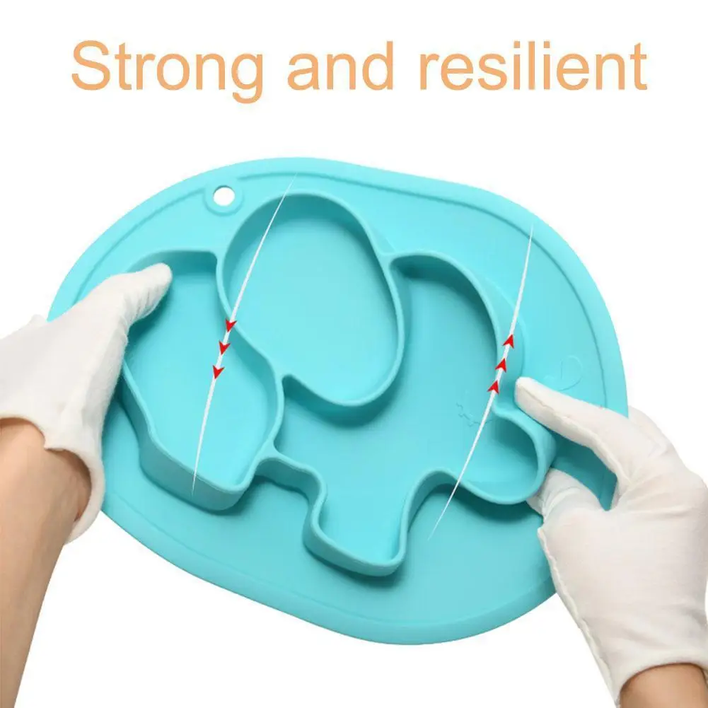 

Baby Safe Silicone Dining Plate Cute Cartoon Elephant Dishes Suction Training Toddle Bowls Children Tableware Kids Feeding V5O5