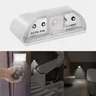 Питание от батарейки, 4 светодиодных фонаря, инфракрасный PIR, автоматический датчик движения, дверь шкафа, гардероба, туалета, светодиодный ночник