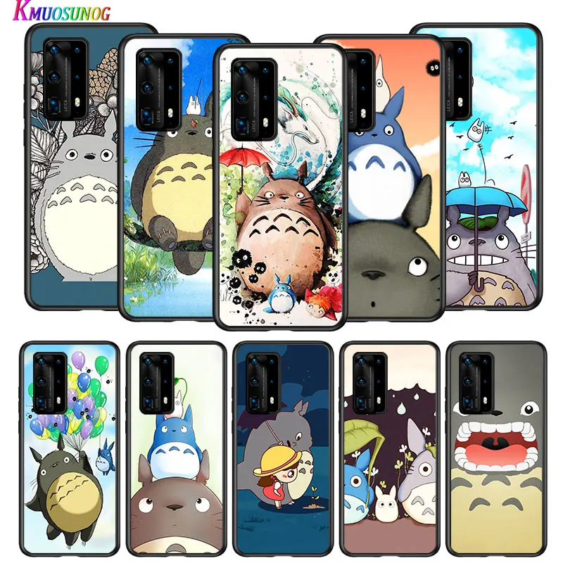 

Cute Totoro for Huawei P40 P30 P20 P10 Pro Lite E Plus 4G 5G P9 P8 Lite P Smart Z S Plus Soft Black Phone Case