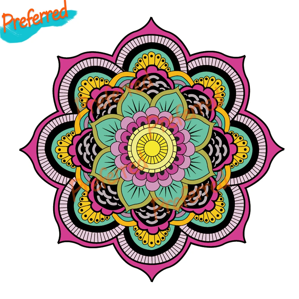 

3D Colorful Mandala Flower Cartoon Styling Decal Motocross Racing Laptop Helmet Trunk Wall Vinyl Car Sticker Die Cutting