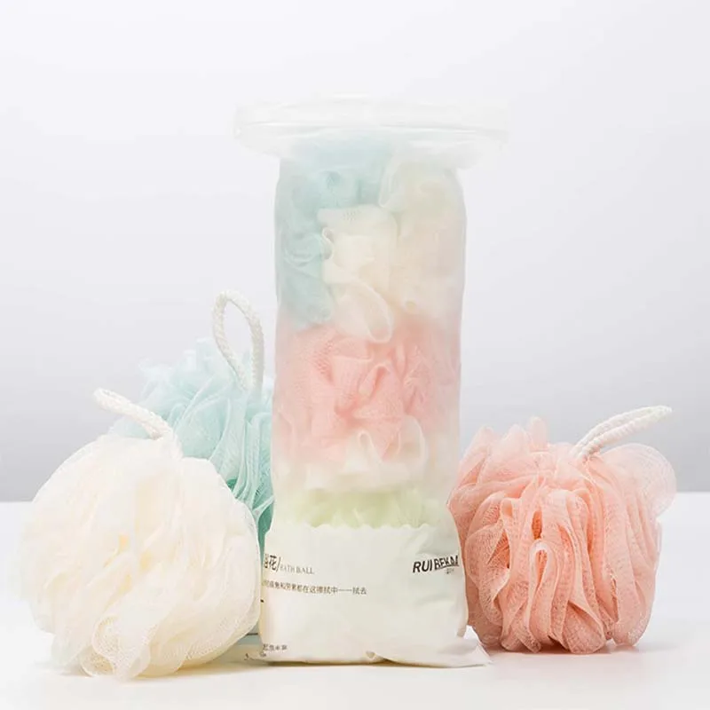 

Hot Fashion Bath Ball Body Cleaning Ball Colors Mesh Body Massager Soft Bath Shower Wash Sponge Bathroom Bathing Accessories