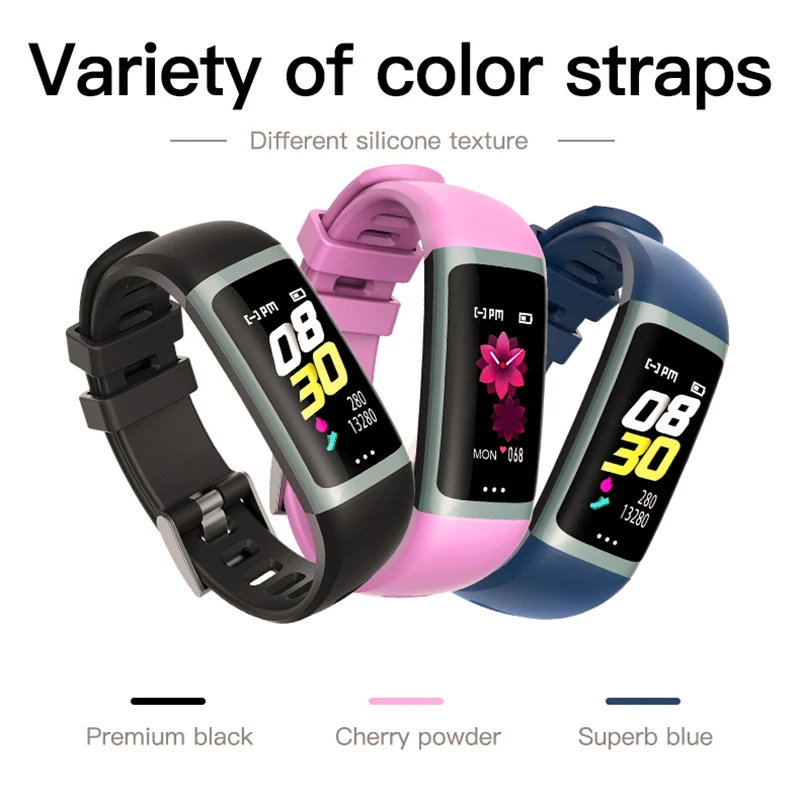 Мужской смарт браслет с цветным экраном монитором артериального давления пульса