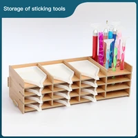 diy diamond painting multi layer wooden rack tool storage tray drilling pen organizer diamond embroidery accessorie 9 16 grid