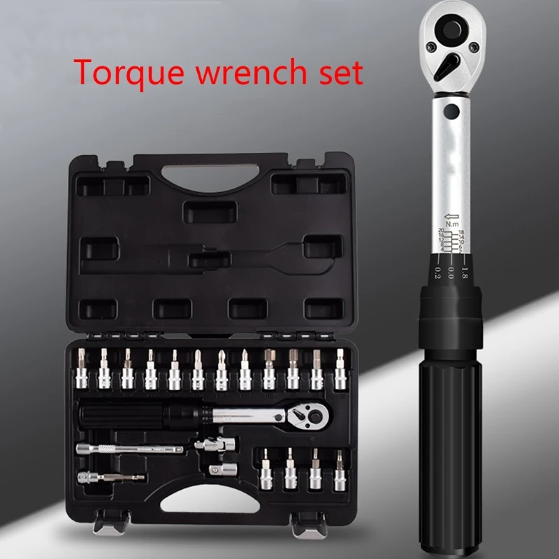 

21pcs/set Bicycle Repair Tools Adjustable Ratchet Torque Wrench Socket Bit Extension Rod Combination Multifunction DIY Tool
