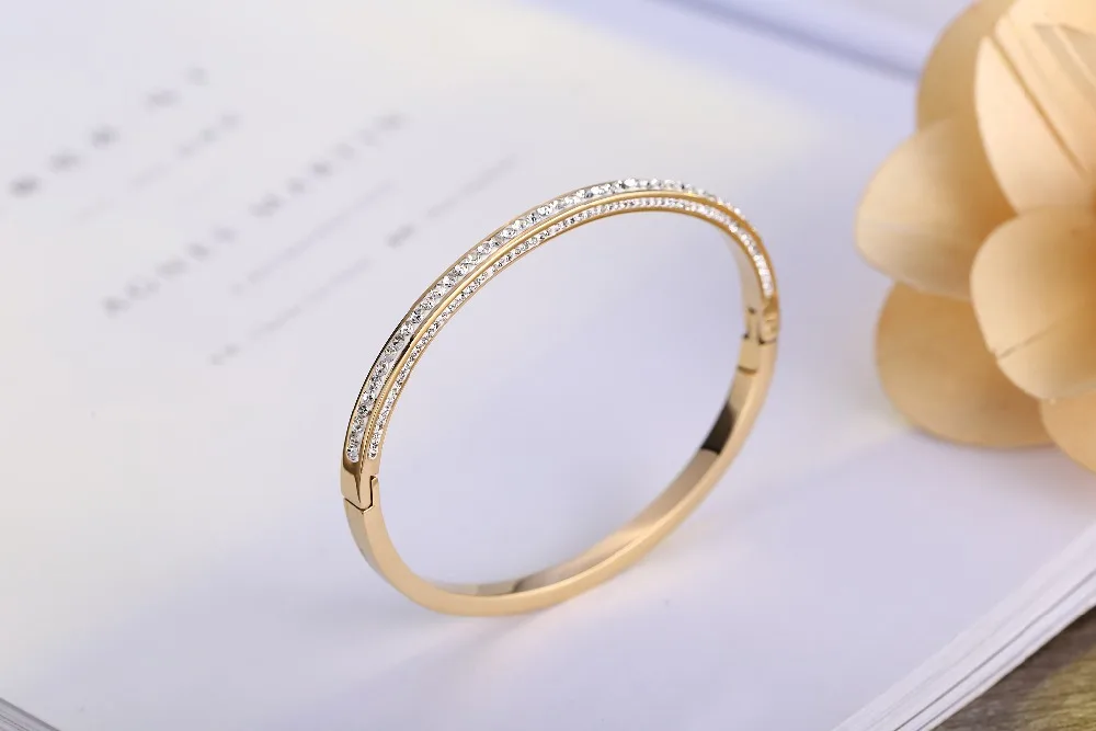 gold-39 Высокое качество, стразы, брендовые, модные ювелирные изделия, манжета, браслеты из нержавеющей стали 316L для женщин - Окраска металла: gold-39