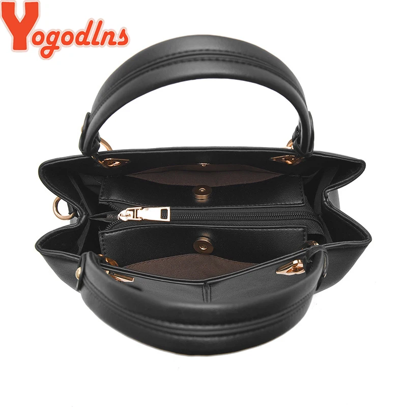 Yogodlns женская сумка из искусственной кожи с короткими ручками, Женская однотонная сумка на плечо, Повседневная Большая вместительная сумка через плечо