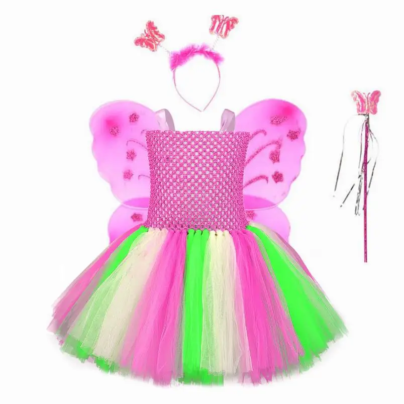 Фиолетовое сказочное платье-пачка с бабочками Нарядное платье крыльями для