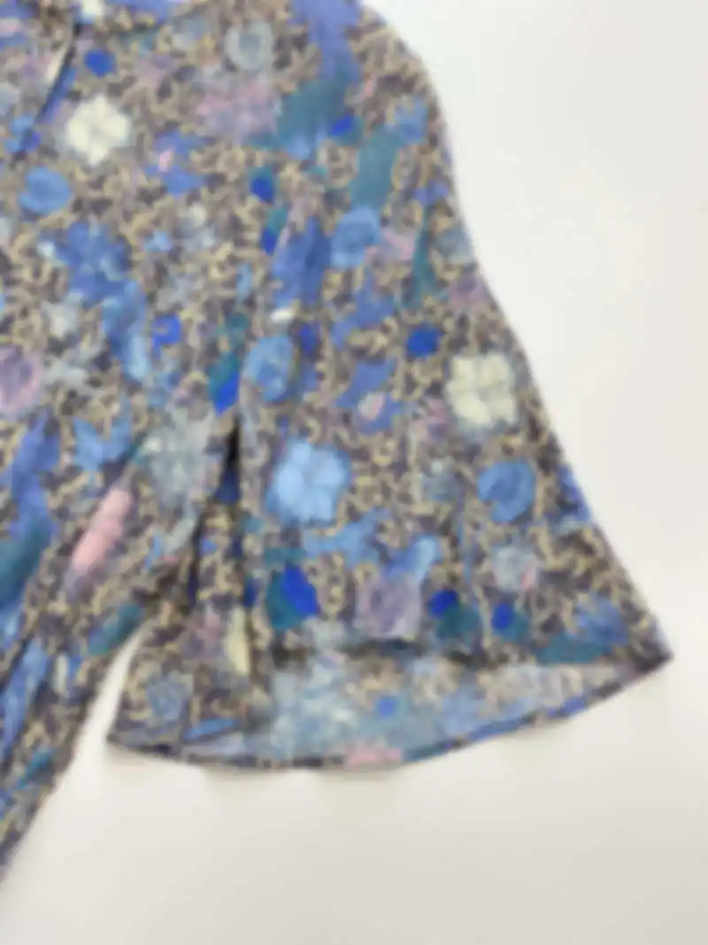 

Woman Floral Print Viscose Midi Dress Round Neck Short Flared Sleeves Elastic Waist Elegant Dress