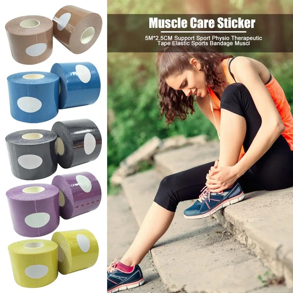 5M Athletic Tape Kinesiology Sports Elastic Roll Adhesive Muscle Waterproof Breathable Bandage Pain Care Knee Elbow | Спорт и