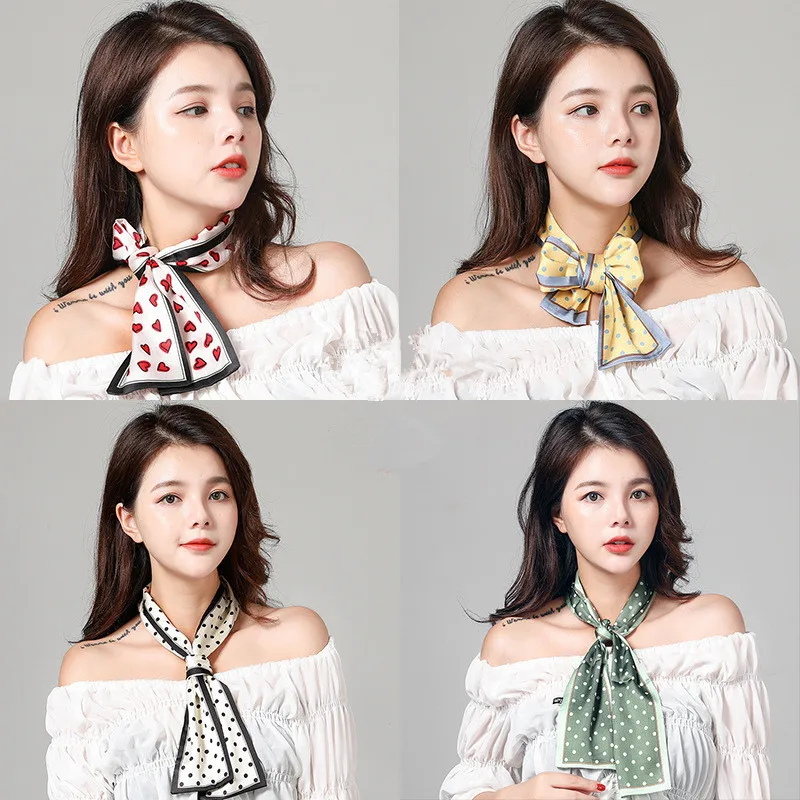 Новый Шелковый маленький женский шарф сумка с завязками лента шелковый принтом