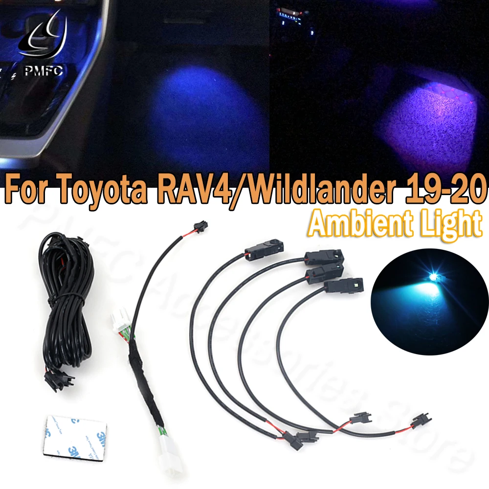 

PMFC Car Interior Atmosphere Stripes Lamp Ambient Light Foot Light Decorative Ice Blue/64 Color For Toyota RAV4/Wildlander 19-20