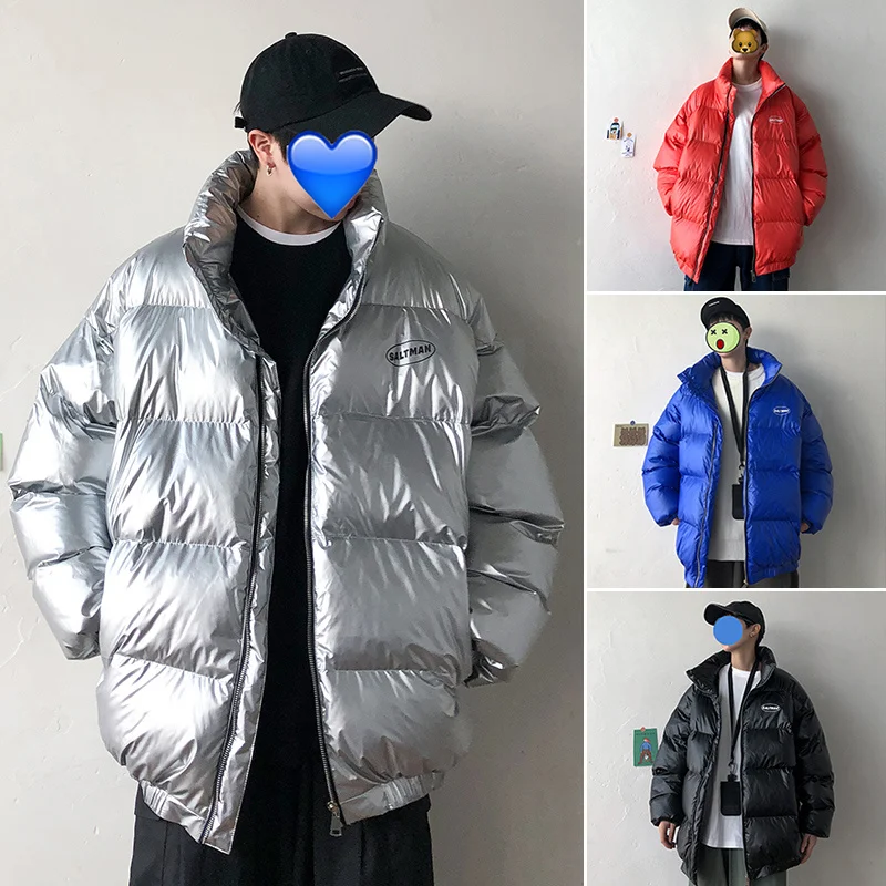 Liketkit 2019 зимнее пальто с пузырьками для мужчин одноцветное яркое серебряное