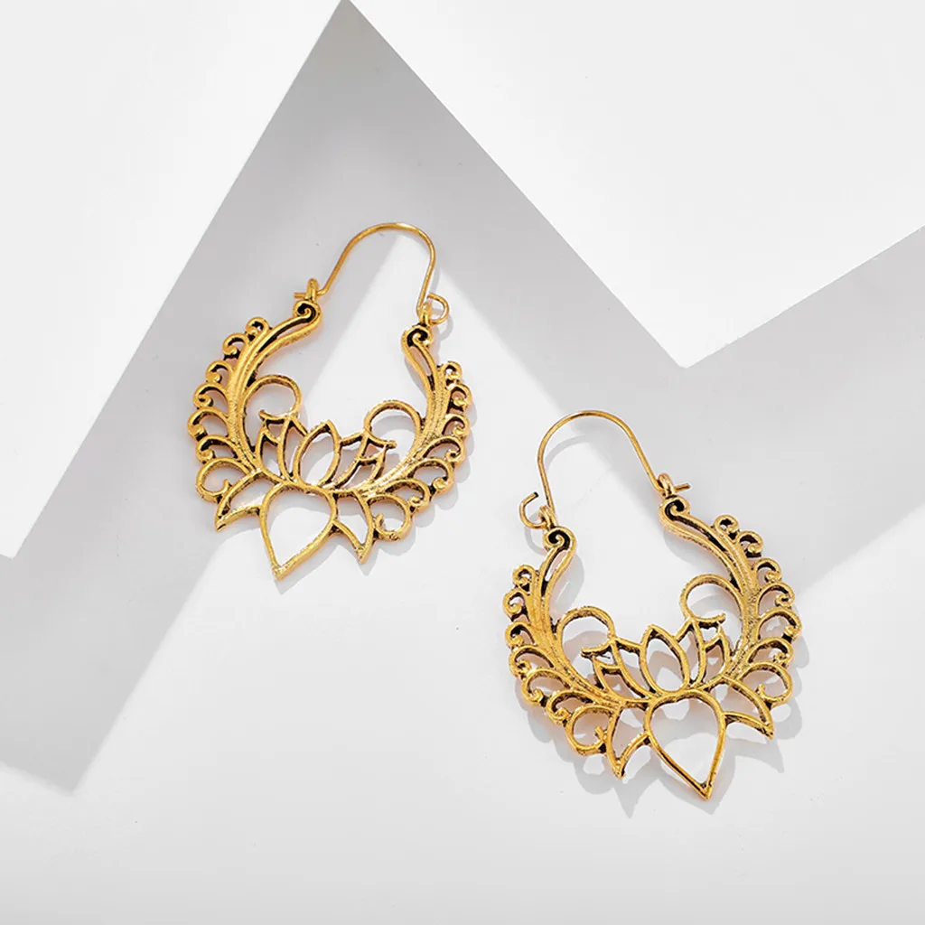 Висячие серьги для женщин винтажные богемные ажурные круглые рыбки листья