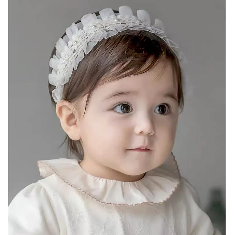 

1 Pcs Baby Bow Girls Lace Headbands Pearl Flowers Headband Headwear Hair Band Baby Hair Accessories Girls Birthday Gifts