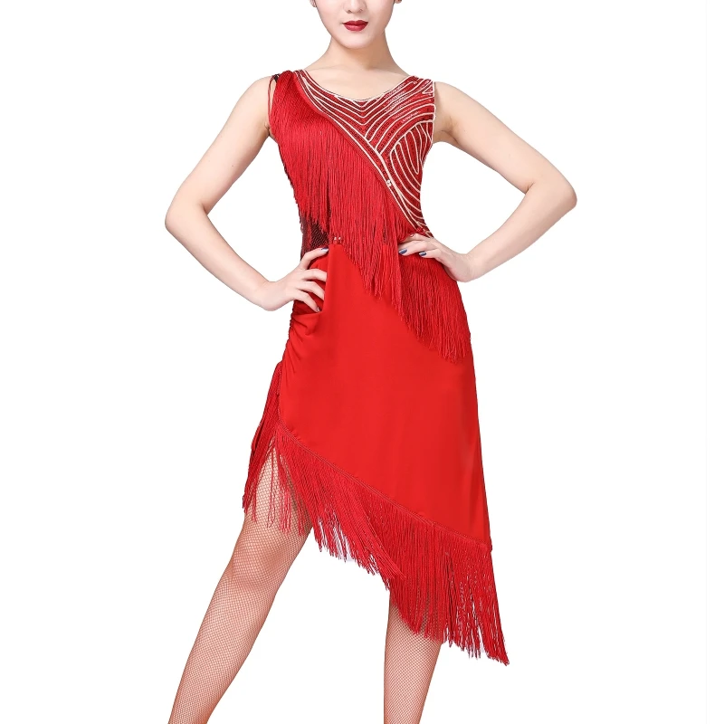 Платье для латиноамериканских танцев с косой кисточкой и блестками - купить по