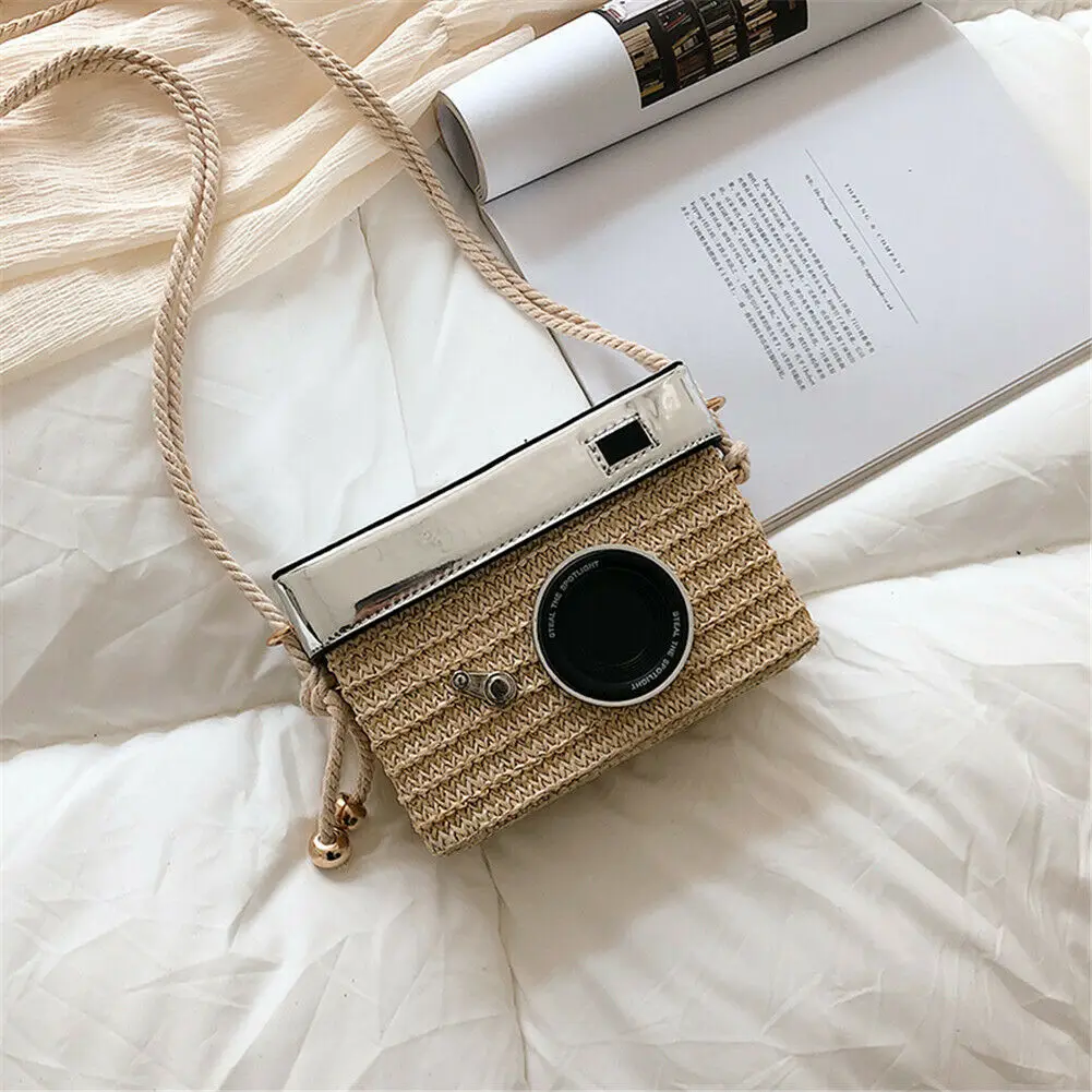 Миниатюрная плетеная Сумка в форме камеры для женщин и девушек повседневный