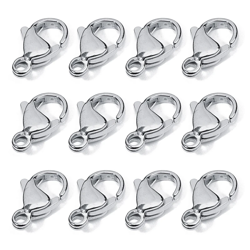 

25pcs/lot Muti-size Stainless Steel Lobster Clasps Hooks Anti Allergy Jewelry Clasp Connector For DIY Jewelry Findings Supplies