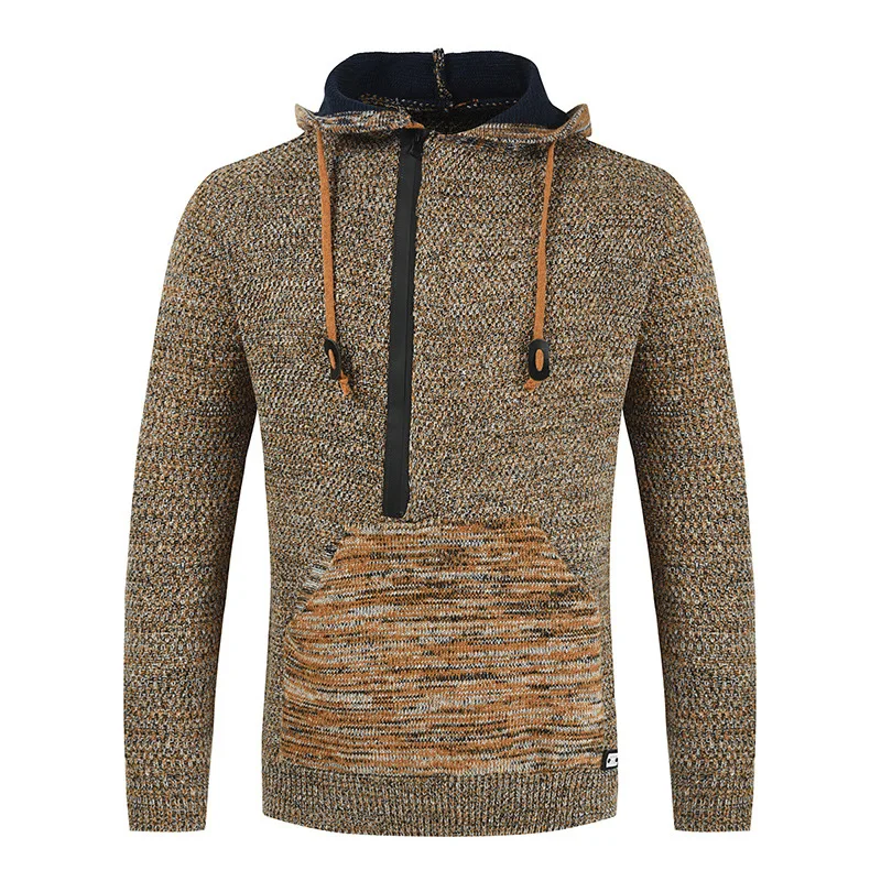 

2021 Men Pullover Sweater Autumn Fashion Casual Loose Thick Hooded Wool Knitted Hoodies Harajuku Streetwear Knitwear M-4XL