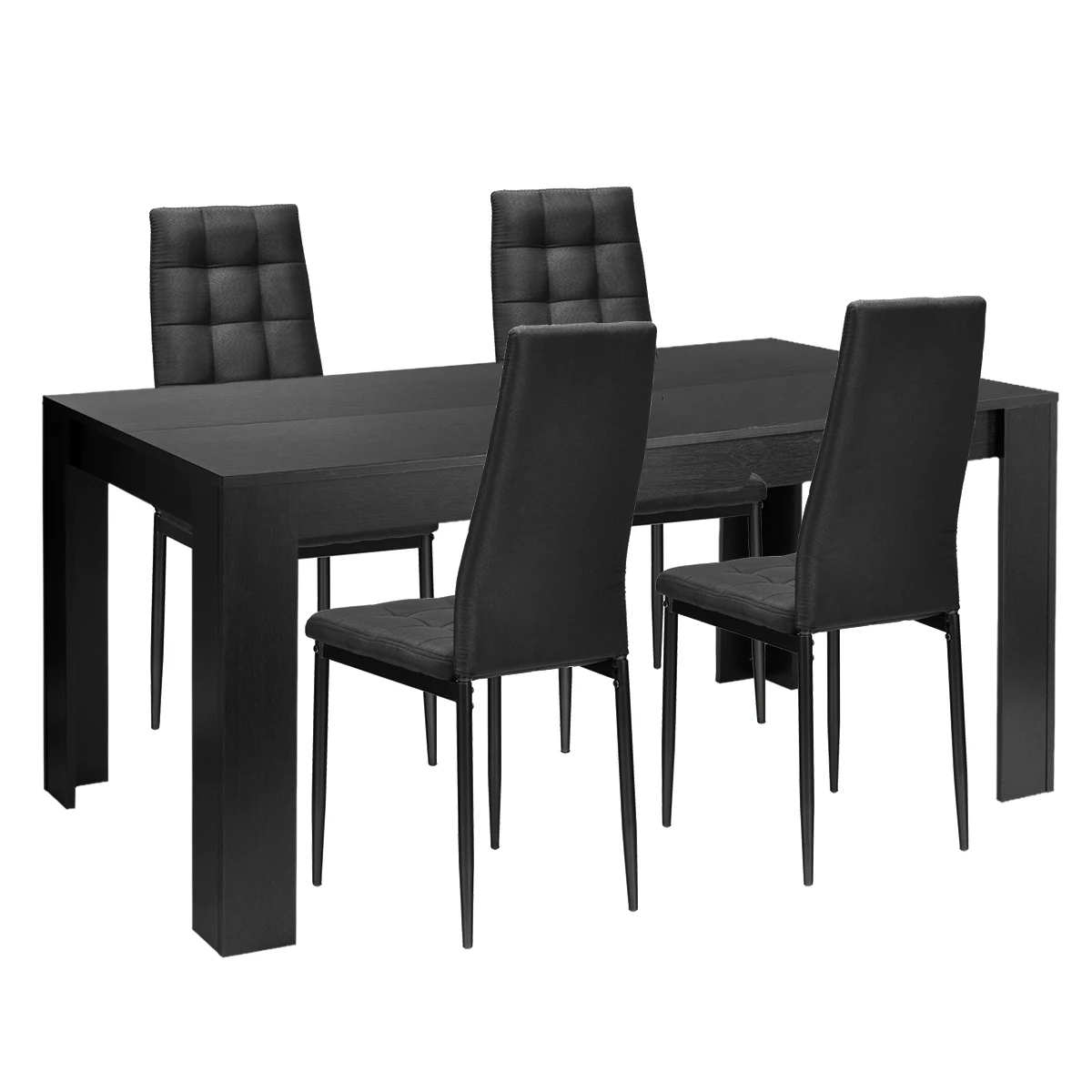 

5pcs Dining Set Wood Table and 4 Fabric Chairs Home Kitchen Modern HW63113+HW66329BK