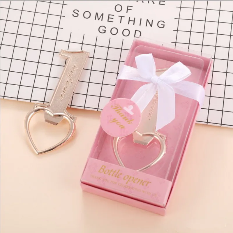 

Gold Number 1 Design Bottle Opener First Communion Party Giveaways Baby Girl Baptism Gift Shower Favors 10PCS