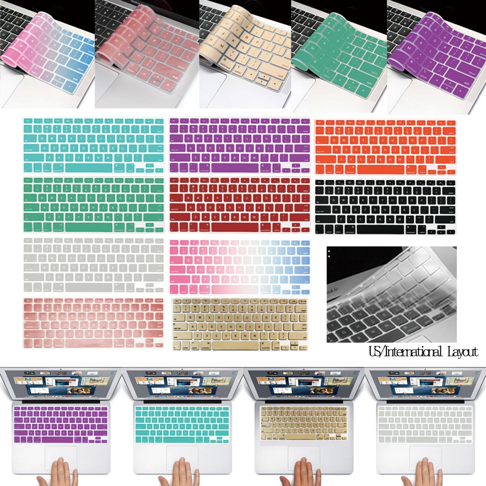 

Keyboard Cover for Apple Macbook 12" A1534/Pro 13" A1708 Multicolor Laptop Keyboard Cover Skin Protector Silicone Protecter Film