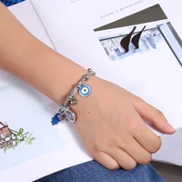 blue evil eye hamsa hand fatima palm bangle bracelet stainless steel adjustableblue evil eye bracelet for women
